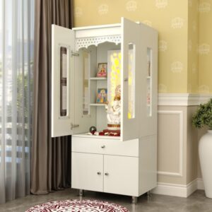Atharv Home Temple White Finish with LED Lighting