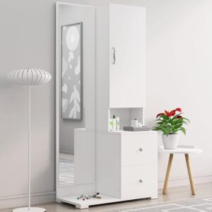 Aurea Frosty White Dressing Table with Mirror Storage