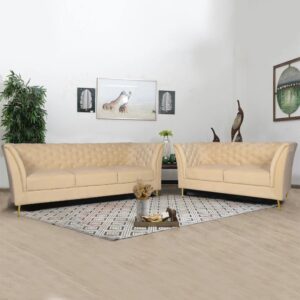 Chesterra Sofa Set Beige Suede Elegance