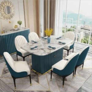 Elysian Luxe Marble Dining Set with Storage