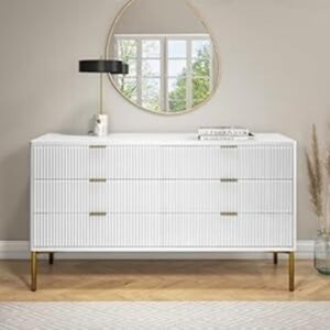 Glossy White 6 Drawer Wooden Cabinet