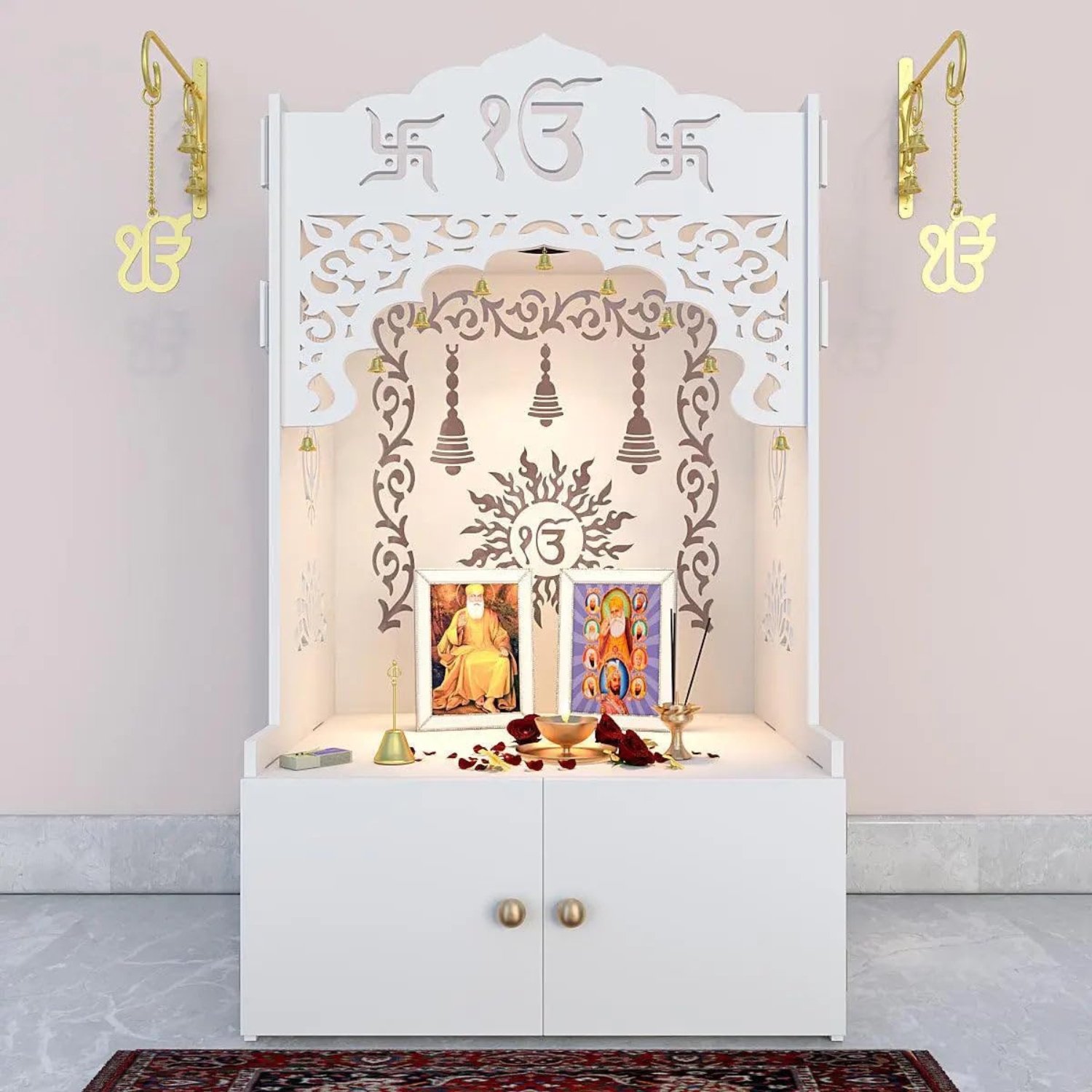 HomScape Ek Onkar Home Temple with Focus Light White