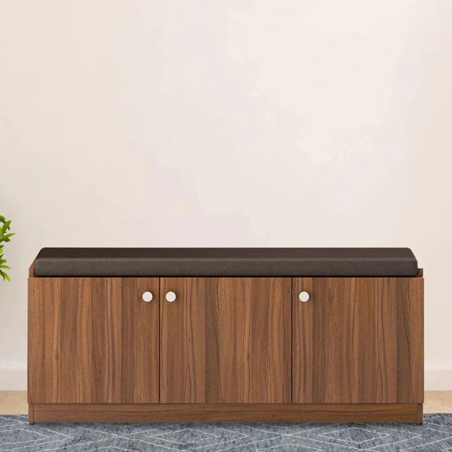 Lydia 3-Door Shoe Cabinet Dark Walnut