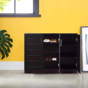 Lydia Shoe Cabinet 3 Door Dark Walnut Finish