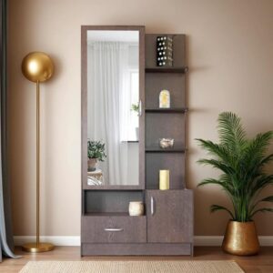 Nexa Brown Vanity Dressing Table with Mirror Storage