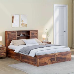 Nightingale Sheesham Bed with Headboard Storage