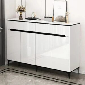 Phoenix 2 Door Shoe Cabinet White Glossy Finish