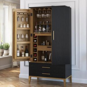 Scott Bar Cabinet PU Finish Sheesham Wood